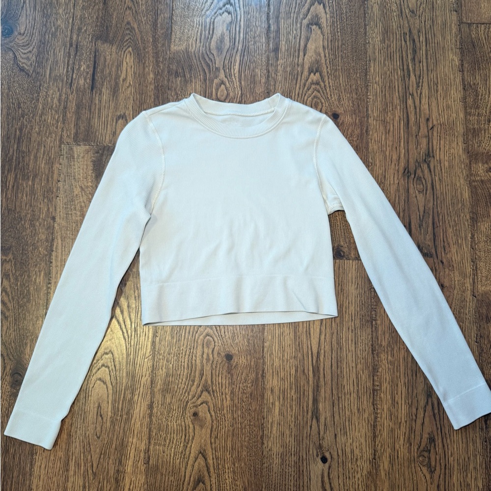 Cropped Basic Ribbed Long Sleeve Top DSG Size Small